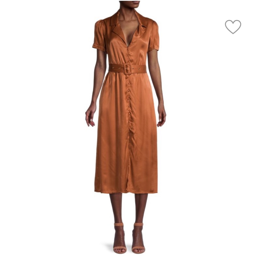 NWT WEWOREWHAT Camp Collar Satin Shirtdress